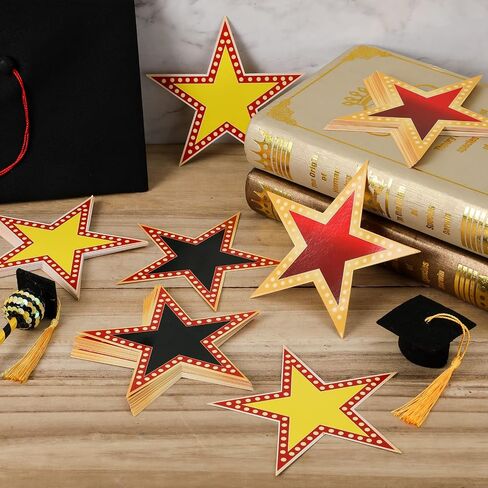 60 Pcs Movie Star Cutouts, 6 Inch Large Star Confetti Paper Cut Outs Glitter Star Cardboard Red Carpet Party Decorations Star Awards Night Supplies for Movie Party Bulletin Board Classroom in Saudi Arabia