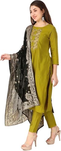 ladyline Formal Plain Silk Zardosi Handwork Salwar Kameez Banarasi Silk Dupatta Womens in Saudi Arabia