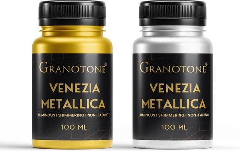 GRANOTONE Acrylic Venezia Metallic Colour, Non-Fading & Shimmering Metallic Acrylic Paint with Rich Pigments | Non-Toxic Metallic Colours Ideal for Kids, Artist & Beginners | 100ml (Gold) in Saudi Arabia