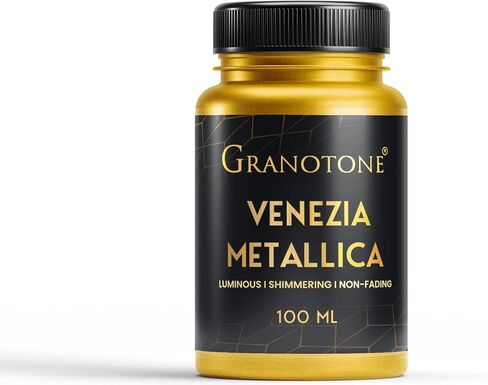 GRANOTONE Acrylic Venezia Metallic Colour, Non-Fading & Shimmering Metallic Acrylic Paint with Rich Pigments | Non-Toxic Metallic Colours Ideal for Kids, Artist & Beginners | 100ml (Gold) in Saudi Arabia