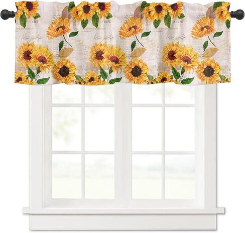 Valance Curtains for Windows,Green Eucalyptus Leaves and Flowers Semi Sheer Curtain Valance,Short Rod Pocket Window Treatment,Window Valance Curtains for Kitchen Living Room Bedroom Windows 54"x18" in Saudi Arabia