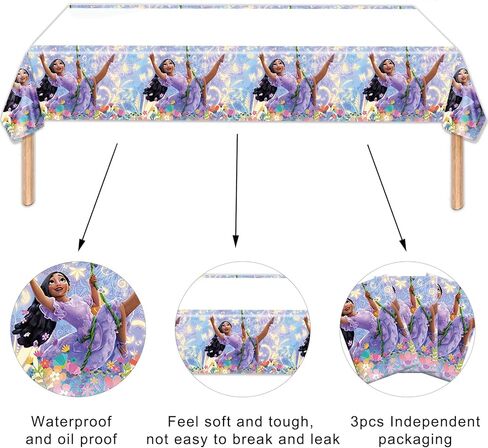 3 قطع من مفرش المائدة لحفلات إيزابيلا إنكانتو إيزابيلا ديكورات حفلات أعياد الميلاد، غطاء طاولة بلاستيكي للاستعمال مرة واحدة من أجل لوازم ديكور حفلات أعياد الميلاد من إنكانتو، مقاس 70.8 × 42.5 بوصة in Kuwait