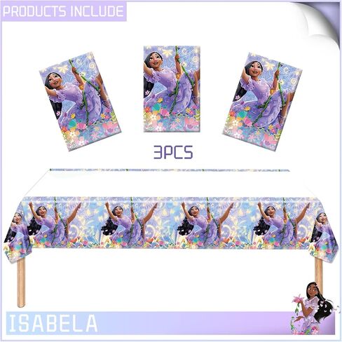 3 قطع من مفرش المائدة لحفلات إيزابيلا إنكانتو إيزابيلا ديكورات حفلات أعياد الميلاد، غطاء طاولة بلاستيكي للاستعمال مرة واحدة من أجل لوازم ديكور حفلات أعياد الميلاد من إنكانتو، مقاس 70.8 × 42.5 بوصة in Kuwait