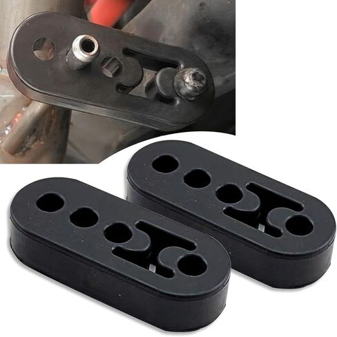 قطعتان من وسادة مطاطية معلقة لأنبوب عادم السيارات، عروة رفع كاتم الصوت المسامية العامة بأربعة فتحات، حلقة تعليق كاتم صوت ماسورة العادم، مناسبة لمعظم الموديلات (أسود) in Kuwait