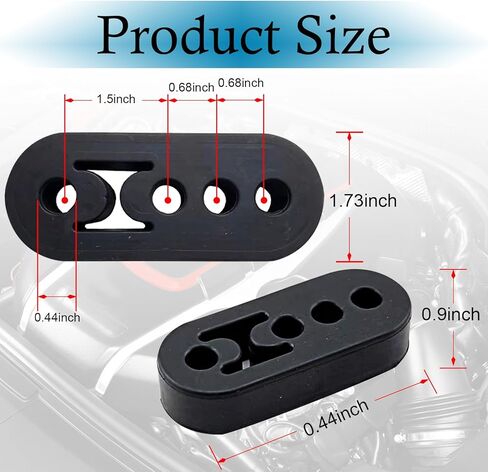 قطعتان من وسادة مطاطية معلقة لأنبوب عادم السيارات، عروة رفع كاتم الصوت المسامية العامة بأربعة فتحات، حلقة تعليق كاتم صوت ماسورة العادم، مناسبة لمعظم الموديلات (أسود) in Kuwait