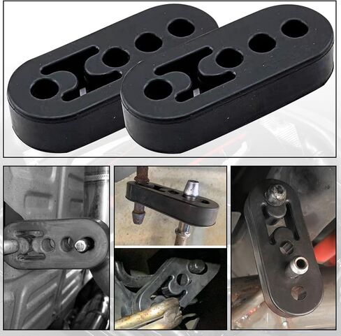 قطعتان من وسادة مطاطية معلقة لأنبوب عادم السيارات، عروة رفع كاتم الصوت المسامية العامة بأربعة فتحات، حلقة تعليق كاتم صوت ماسورة العادم، مناسبة لمعظم الموديلات (أسود) in Kuwait