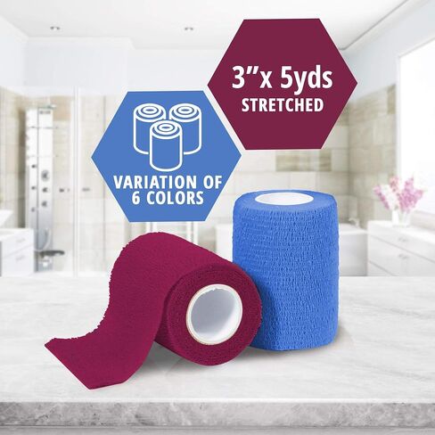 MED PRIDE Self Adhesive 3''x 5 Yards Bandage Wrap (16 Rolls) - Athletic Flex Tape First Aid - Self Adhering Knee Ankle Wrist Bandage Wraps - Cohesive Elastic Flexible Breathable - Rainbow Color in Saudi Arabia