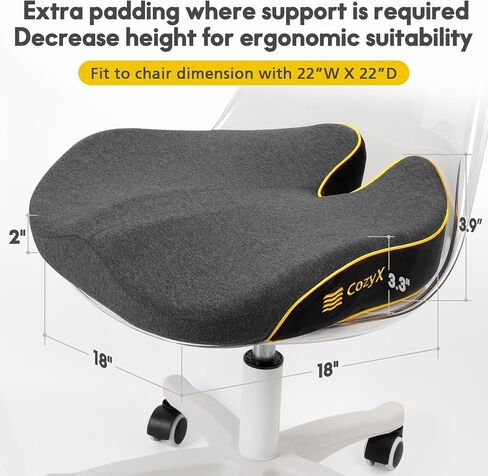 Seat Cushion, Office Chair Cushion, Car Seat Cushion for Driving, Enhanced Body Circulation and Leg Space - Extra Density Memory Foam for Hip, Tailbone, Coccyx, Sciatica (Blue) in Saudi Arabia