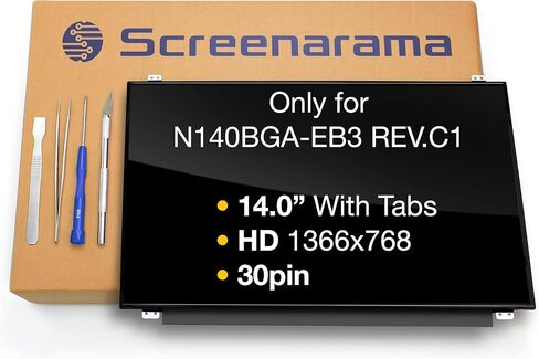 استبدال شاشة SCREENARAMA الجديدة لشاشة N140BGA-EB3 REV.C1، HD 1366x768، غير لامعة، شاشة LCD LED مع أدوات in Saudi Arabia