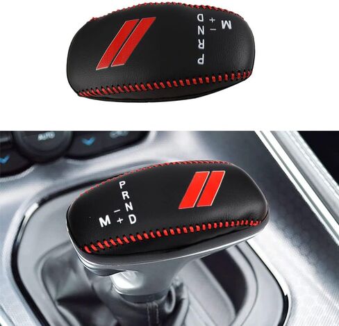 Leather Automatic at Gear Shift Knob Cover Gear Shifter Protector Fit for Dodge 2015-2023 Charger Challenger,2016-2023 Durango(Red Stitches) in Saudi Arabia