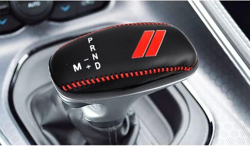 Leather Automatic at Gear Shift Knob Cover Gear Shifter Protector Fit for Dodge 2015-2023 Charger Challenger,2016-2023 Durango(Red Stitches) in Saudi Arabia