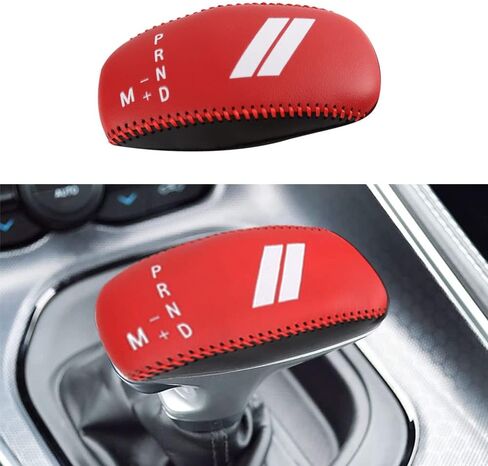 Leather Automatic at Gear Shift Knob Cover Gear Shifter Protector Fit for Dodge 2015-2023 Charger Challenger,2016-2023 Durango(Red Stitches) in Saudi Arabia