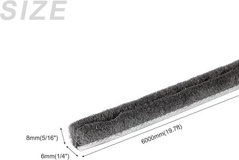 METALLIXITY Brush Seal Weather Stripping (1/4"x1/4"x19.7ft), Card Slot Door Brush Strip W PP Slice - for Sliding Sash Door Window Wardrobe Seal in Kuwait