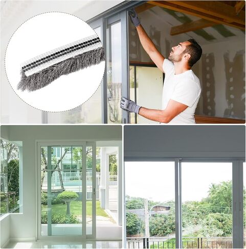 METALLIXITY Brush Seal Weather Stripping (1/4"x1/4"x19.7ft), Card Slot Door Brush Strip W PP Slice - for Sliding Sash Door Window Wardrobe Seal in Kuwait