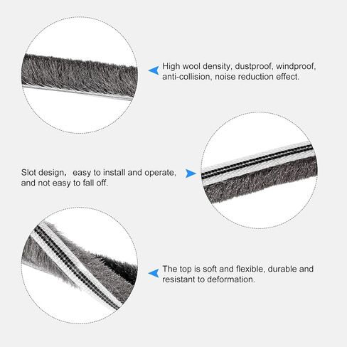 METALLIXITY Brush Seal Weather Stripping (1/4"x1/4"x19.7ft), Card Slot Door Brush Strip W PP Slice - for Sliding Sash Door Window Wardrobe Seal in Kuwait