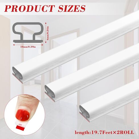 40 Feet Rubber Weather Stripping Door Seal Strip, Front Door Seal Strip Door Weather Stripping, Self-Adhesive Backing Window Seal Strip (White) in Saudi Arabia