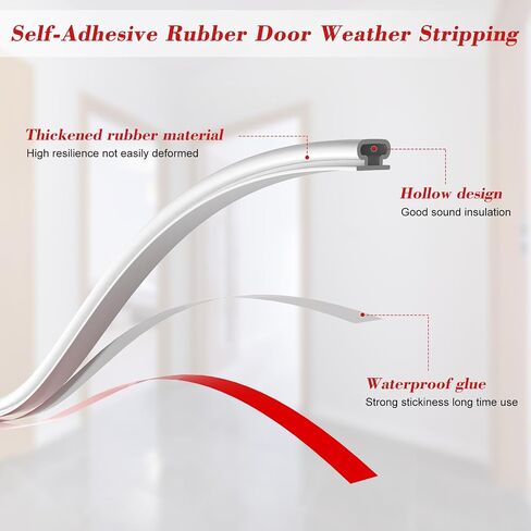 40 Feet Rubber Weather Stripping Door Seal Strip, Front Door Seal Strip Door Weather Stripping, Self-Adhesive Backing Window Seal Strip (White) in Saudi Arabia
