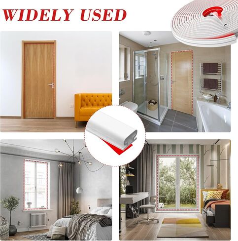 40 Feet Rubber Weather Stripping Door Seal Strip, Front Door Seal Strip Door Weather Stripping, Self-Adhesive Backing Window Seal Strip (White) in Saudi Arabia