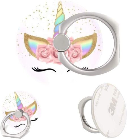 (3 عبوات) حامل حلقي للهاتف المحمول ومقبض إصبع، حامل هاتف محمول وحيد القرن على شكل زهرة ذهبية وردية وردية اللون ومسند قابل للطي متوافق مع جميع الهواتف الذكية in Kuwait