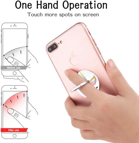 (3 عبوات) حامل حلقي للهاتف المحمول ومقبض إصبع، حامل هاتف محمول وحيد القرن على شكل زهرة ذهبية وردية وردية اللون ومسند قابل للطي متوافق مع جميع الهواتف الذكية in Kuwait