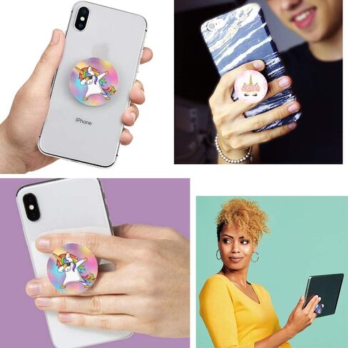 (3 عبوات) حامل حلقي للهاتف المحمول ومقبض إصبع، حامل هاتف محمول وحيد القرن على شكل زهرة ذهبية وردية وردية اللون ومسند قابل للطي متوافق مع جميع الهواتف الذكية in Kuwait