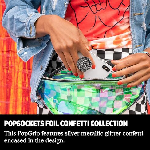 ​​​​PopSockets: Phone Grip with Expanding Kickstand, Pop Socket for Phone - Silver Foil Confetti in Saudi Arabia