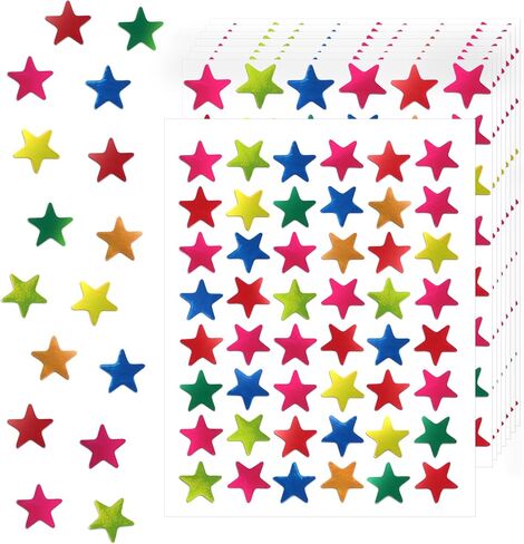 ملصقات النجوم لمكافأة الأطفال، 3840 قطعة من ملصقات النجوم الصغيرة بألوان قوس قزح، 80 ورقة ملصقات النجوم الصغيرة، ملصقات النجوم اللامعة للمدرسة، المنزل، البار، ديكور المنزل والمكتب in Kuwait