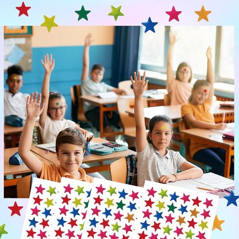 ملصقات النجوم لمكافأة الأطفال، 3840 قطعة من ملصقات النجوم الصغيرة بألوان قوس قزح، 80 ورقة ملصقات النجوم الصغيرة، ملصقات النجوم اللامعة للمدرسة، المنزل، البار، ديكور المنزل والمكتب in Kuwait