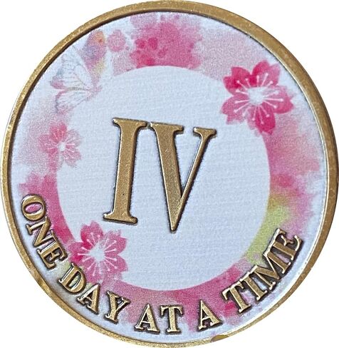 4 Year Butterfly Pink Lotus Flower Sobriety Medallion One Day at A Time AA NA Chip … in Saudi Arabia
