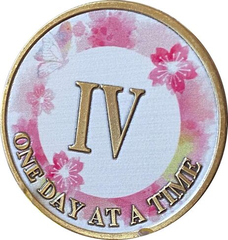 4 Year Butterfly Pink Lotus Flower Sobriety Medallion One Day at A Time AA NA Chip … in Saudi Arabia