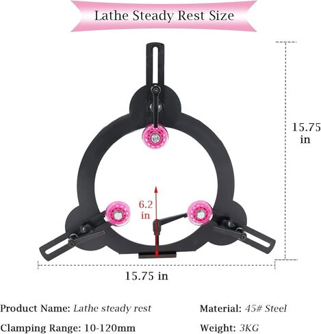 مسند ثابت للخشب متوافق مع أرجوحة المخرطة مقاس 12 بوصة، مسند ثابت لمخرطة الخشب قابل للتعديل بثلاث نقاط in Kuwait