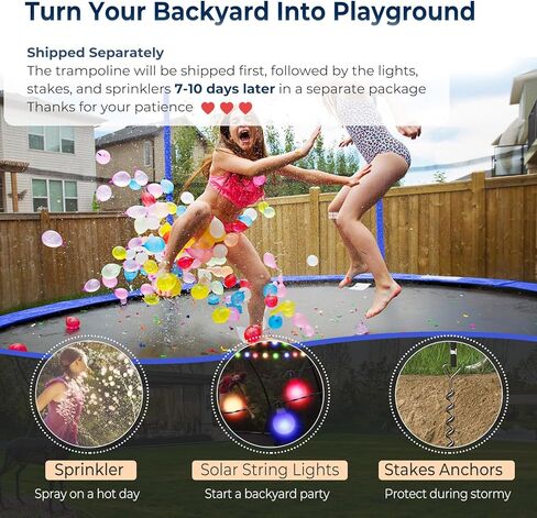 16FT Trampoline for Kids and Adults Outdoor Trampolines with Basketball Hoop and Net, Backyard Trampoline with Sprinkler, Stakes, Light for 6-8 Children and Teens, Adults in Kuwait