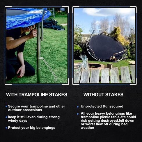 8 Sets Trampoline Anchors Metal Ground Anchor Kit Heavy Duty Spiral Trampoline Stakes Corkscrew Shape Trampoline Tie Down Anchor Kit for Trampoline Tent Garden Fence Sheds Swings Canopies in Saudi Arabia