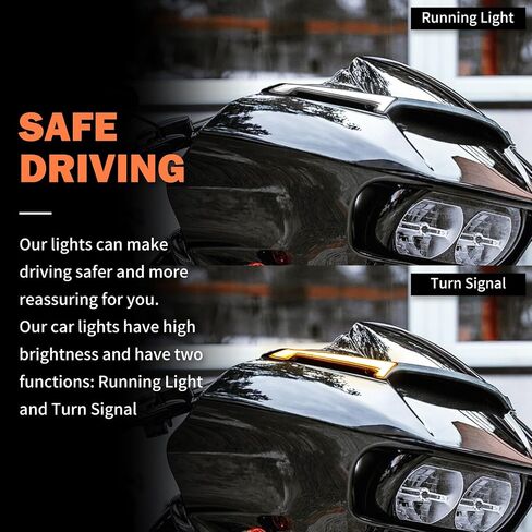 HDBUBALUS Motorcycle LED Windshield Trim Lights Running Turn Signal Windshield Decorative Lamps Fit For Harley Road Glide FLTRX 2015-up Black in Saudi Arabia