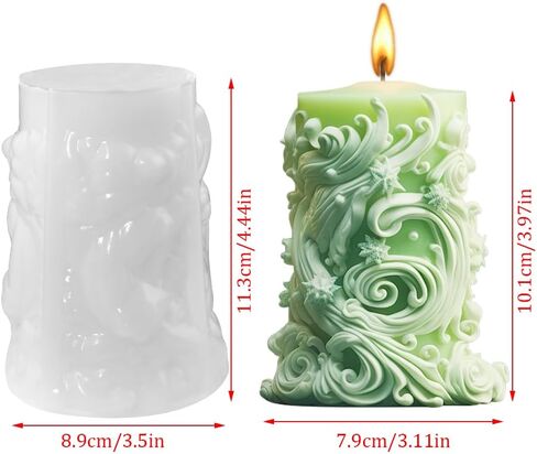 Snowflake Carved Cylindrical Candle Molds Silicone Molds,Spiral Wave Pillar Resin Molds Silicone 3D Irregular Geometric Twisted Stripes Cylinder Shape Epoxy Resin Molds for Home Decor Craft Supplies in Saudi Arabia