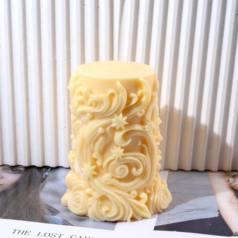 Snowflake Carved Cylindrical Candle Molds Silicone Molds,Spiral Wave Pillar Resin Molds Silicone 3D Irregular Geometric Twisted Stripes Cylinder Shape Epoxy Resin Molds for Home Decor Craft Supplies in Saudi Arabia