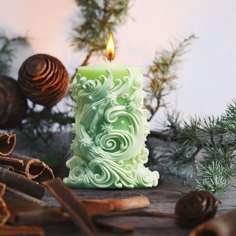 Snowflake Carved Cylindrical Candle Molds Silicone Molds,Spiral Wave Pillar Resin Molds Silicone 3D Irregular Geometric Twisted Stripes Cylinder Shape Epoxy Resin Molds for Home Decor Craft Supplies in Saudi Arabia