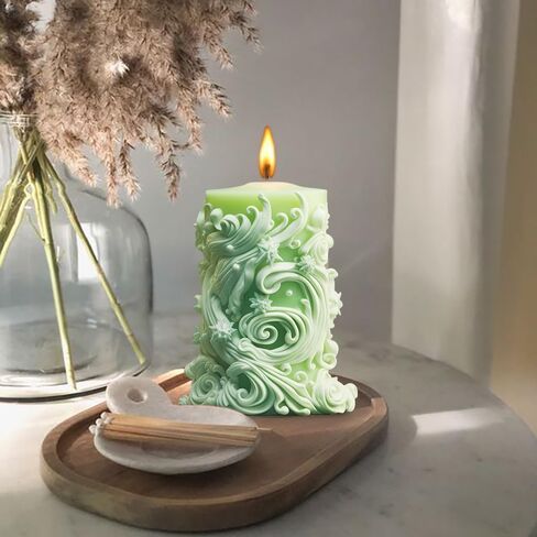Snowflake Carved Cylindrical Candle Molds Silicone Molds,Spiral Wave Pillar Resin Molds Silicone 3D Irregular Geometric Twisted Stripes Cylinder Shape Epoxy Resin Molds for Home Decor Craft Supplies in Saudi Arabia