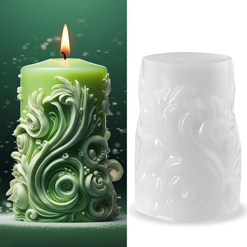 Snowflake Carved Cylindrical Candle Molds Silicone Molds,Spiral Wave Pillar Resin Molds Silicone 3D Irregular Geometric Twisted Stripes Cylinder Shape Epoxy Resin Molds for Home Decor Craft Supplies in Saudi Arabia