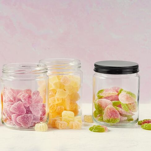 برطمانات شموع فارغة بسعة 8 أونصة من QMET، 6 عبوات زجاجية بأغطية معدنية وملصقات كرافت مثالية لبرطمانات الشموع لصنع الشموع (العنبر) in Kuwait