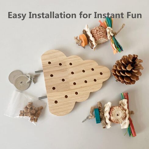 Parrot Toys Playing Perch - Wooden Bird Toys for Parrots, Parakeet Toys with Natural Corn Cob, Pinecone for Small Medium Parrots & Birds, Funny Bird Cage Accessories in Saudi Arabia