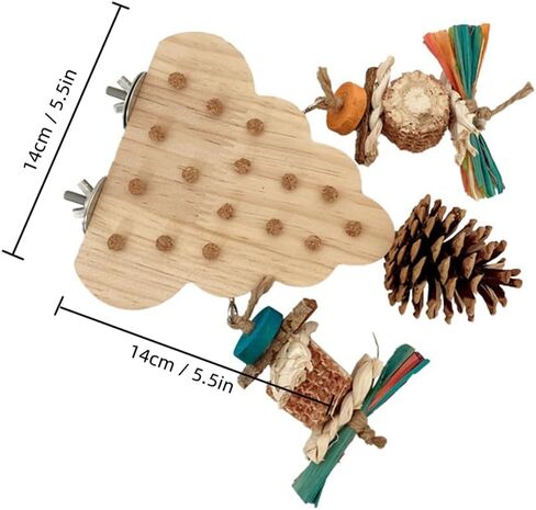 Parrot Toys Playing Perch - Wooden Bird Toys for Parrots, Parakeet Toys with Natural Corn Cob, Pinecone for Small Medium Parrots & Birds, Funny Bird Cage Accessories in Saudi Arabia
