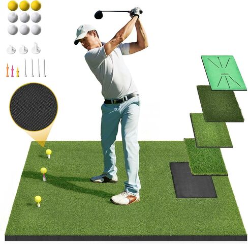 DWVO Golf Hitting Mat 5×4ft Golf Mat with 4 Interchangeable Inserts 21MM/26MM Golf Training Mats Anti-Slip Bottom Artificial Turf Golf Practice Mats for Indoor Outdoor in Saudi Arabia