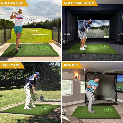 DWVO Golf Hitting Mat 5×4ft Golf Mat with 4 Interchangeable Inserts 21MM/26MM Golf Training Mats Anti-Slip Bottom Artificial Turf Golf Practice Mats for Indoor Outdoor in Saudi Arabia