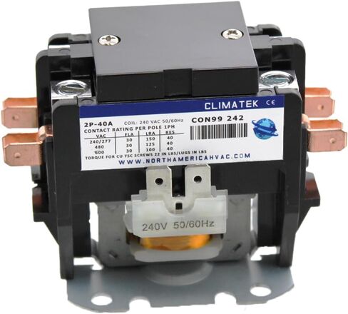 ClimaTek 2 Double Pole, 40 Amp, 120 Volt Coil A/C Condenser Contactor Relay Replaces 17426, C240B, DP401202, 1-40/2, 45GG20A, Fits All Brands! in Saudi Arabia