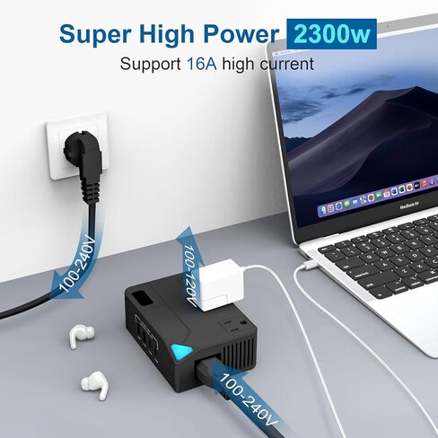 محول الجهد الكهربي الأمريكي إلى أوروبا ومجموعة محول الطاقة، 2300 وات 220 فولت إلى 110 فولت، محول قابس السفر الأوروبي العالمي، محول السفر لمجفف الشعر، 4 محول طاقة قابس، تنحي للمملكة المتحدة وإيطاليا in Kuwait