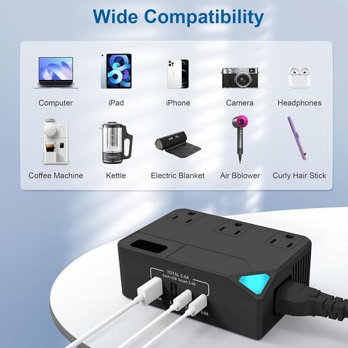 محول الجهد الكهربي الأمريكي إلى أوروبا ومجموعة محول الطاقة، 2300 وات 220 فولت إلى 110 فولت، محول قابس السفر الأوروبي العالمي، محول السفر لمجفف الشعر، 4 محول طاقة قابس، تنحي للمملكة المتحدة وإيطاليا in Kuwait