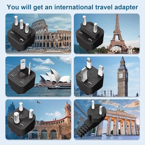 محول الجهد الكهربي الأمريكي إلى أوروبا ومجموعة محول الطاقة، 2300 وات 220 فولت إلى 110 فولت، محول قابس السفر الأوروبي العالمي، محول السفر لمجفف الشعر، 4 محول طاقة قابس، تنحي للمملكة المتحدة وإيطاليا in Kuwait