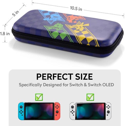 حقيبة حمل Bheddi Switch تناسب Switch/Switch OLED - حقيبة حمل محمولة واقية للسفر مع 10 فتحات لبطاقات الألعاب و2 واقي شاشة من الزجاج المقسى (GEN-ONE) in Kuwait