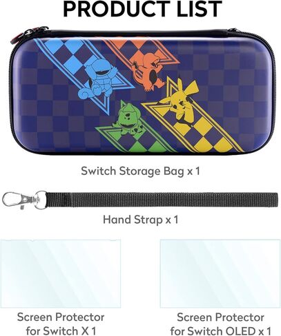 حقيبة حمل Bheddi Switch تناسب Switch/Switch OLED - حقيبة حمل محمولة واقية للسفر مع 10 فتحات لبطاقات الألعاب و2 واقي شاشة من الزجاج المقسى (GEN-ONE) in Kuwait